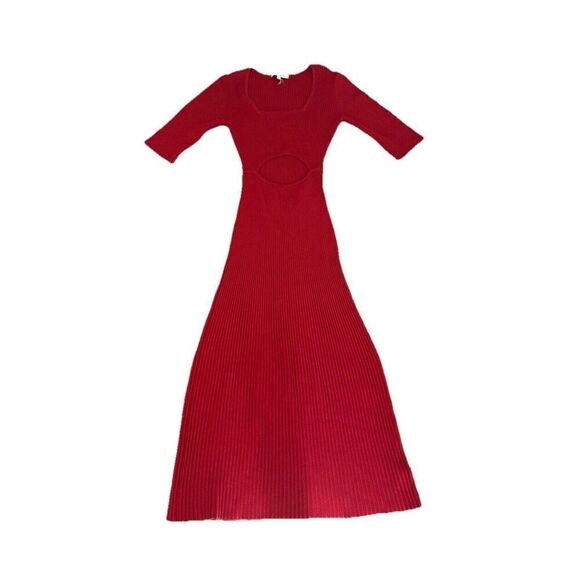 New Favorite Daughter The Crush Cutout Ribbed Knit Sweater Dress Red Size Large - Picture 3 of 5